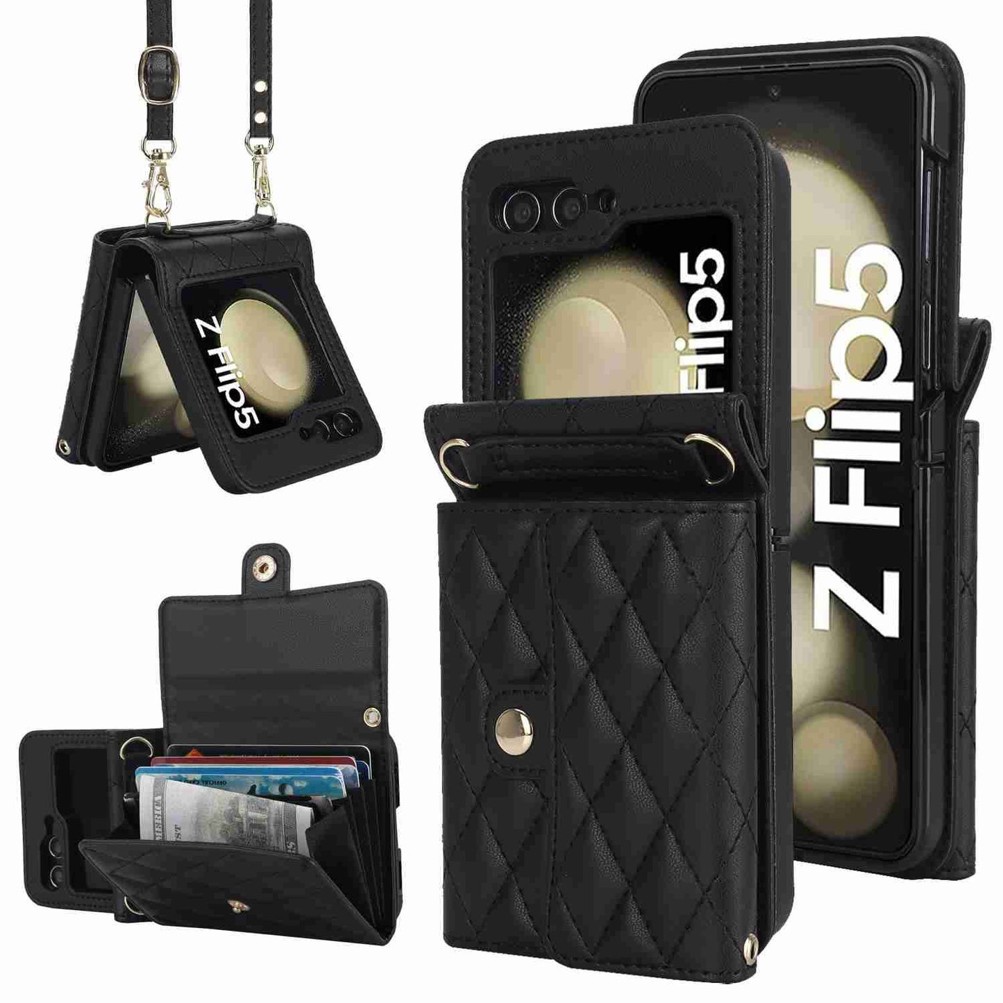 Z Flip 5 Wallet Case with 4 Card Slots