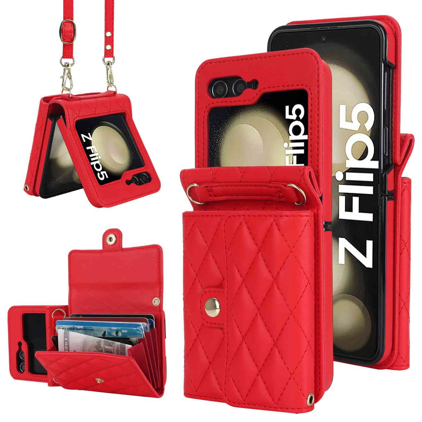 Z Flip 5 Wallet Case with 4 Card Slots