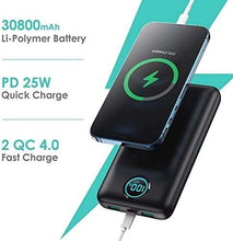 30,800mAh Portable Charger Power Bank, 25W PD Fast Charging, Compatible with iPhone, Android etc