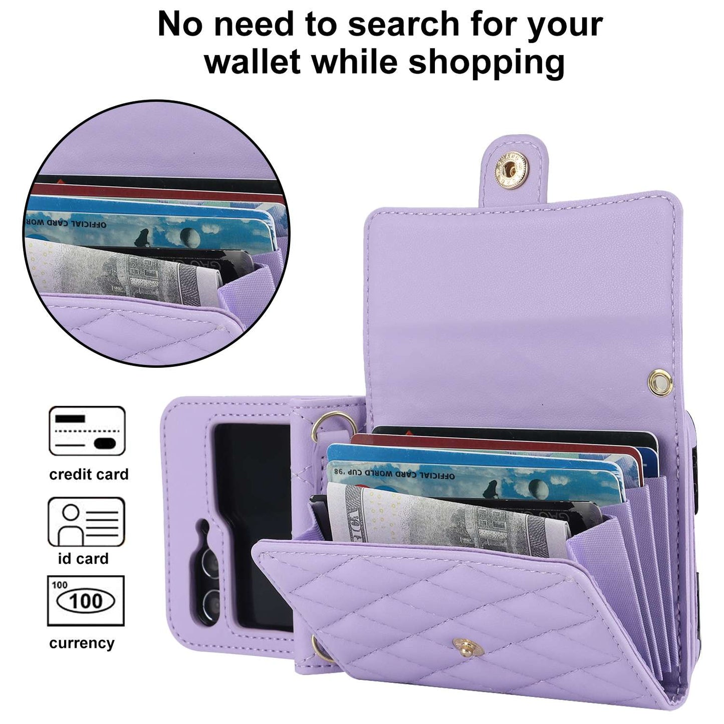 Z Flip 5 Wallet Case with 4 Card Slots