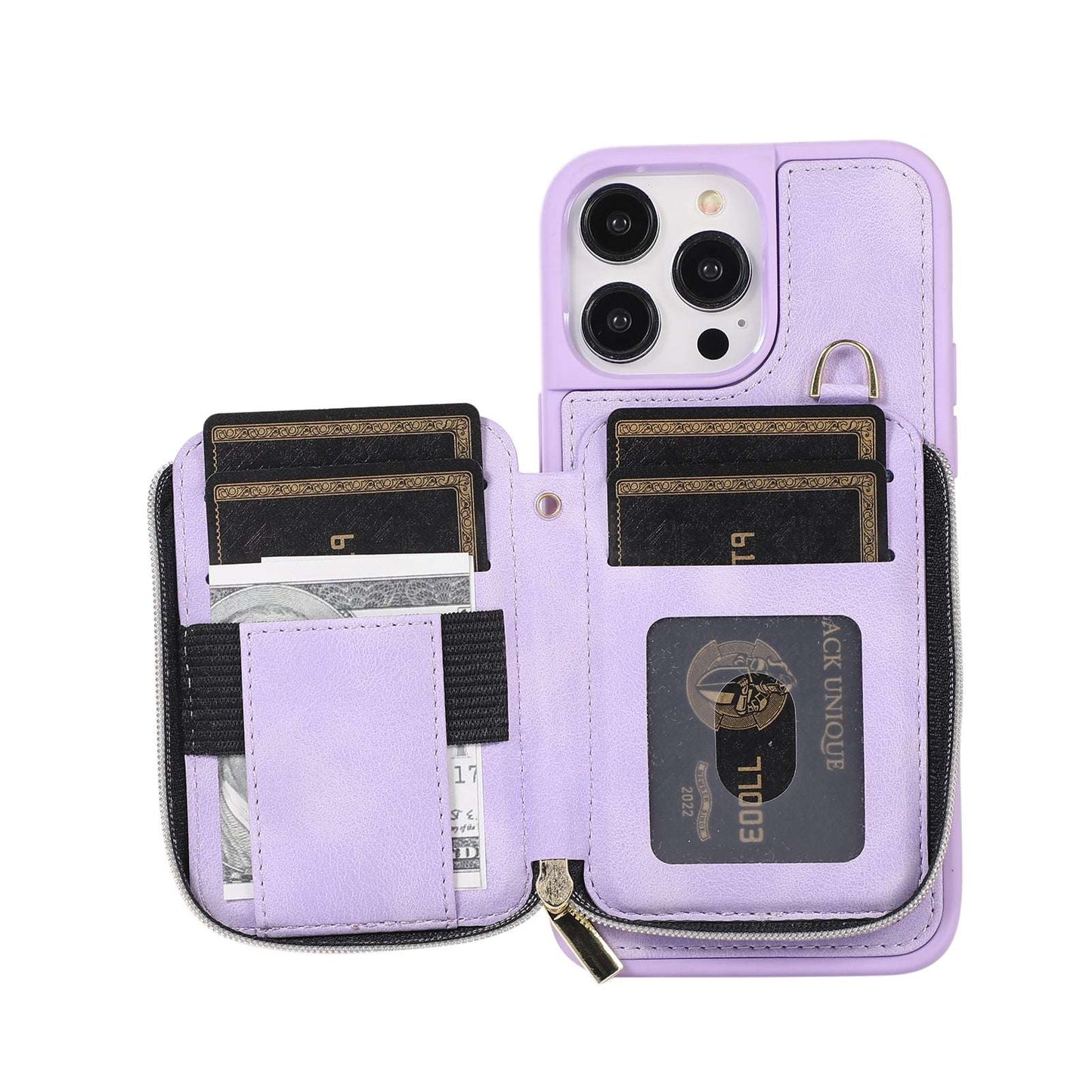 Zipper Wallet Case with Strap, for iPhone 14 13