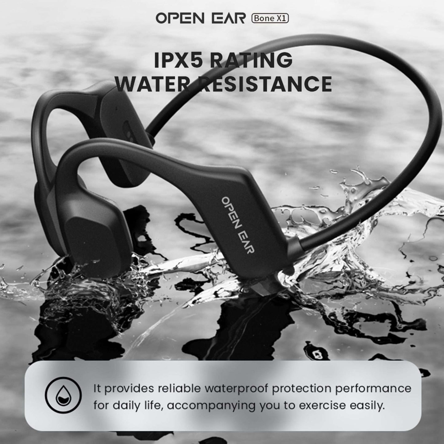 Wireless Bone Conduction Headphones - Open Ear Sports Headphones with Bluetooth 5.3 and IPX5 Waterproof