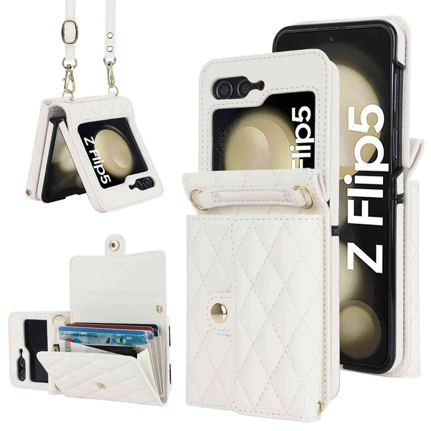 Z Flip 5 Wallet Case with 4 Card Slots