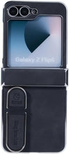 for Samsung Galaxy Z Flip 6 Case Electroplating Frame Stitching Leather Double Ring Bracket Folding Phone Case Shockproof and Drop-Proof Simple and Stylish
