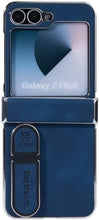 for Samsung Galaxy Z Flip 6 Case Electroplating Frame Stitching Leather Double Ring Bracket Folding Phone Case Shockproof and Drop-Proof Simple and Stylish