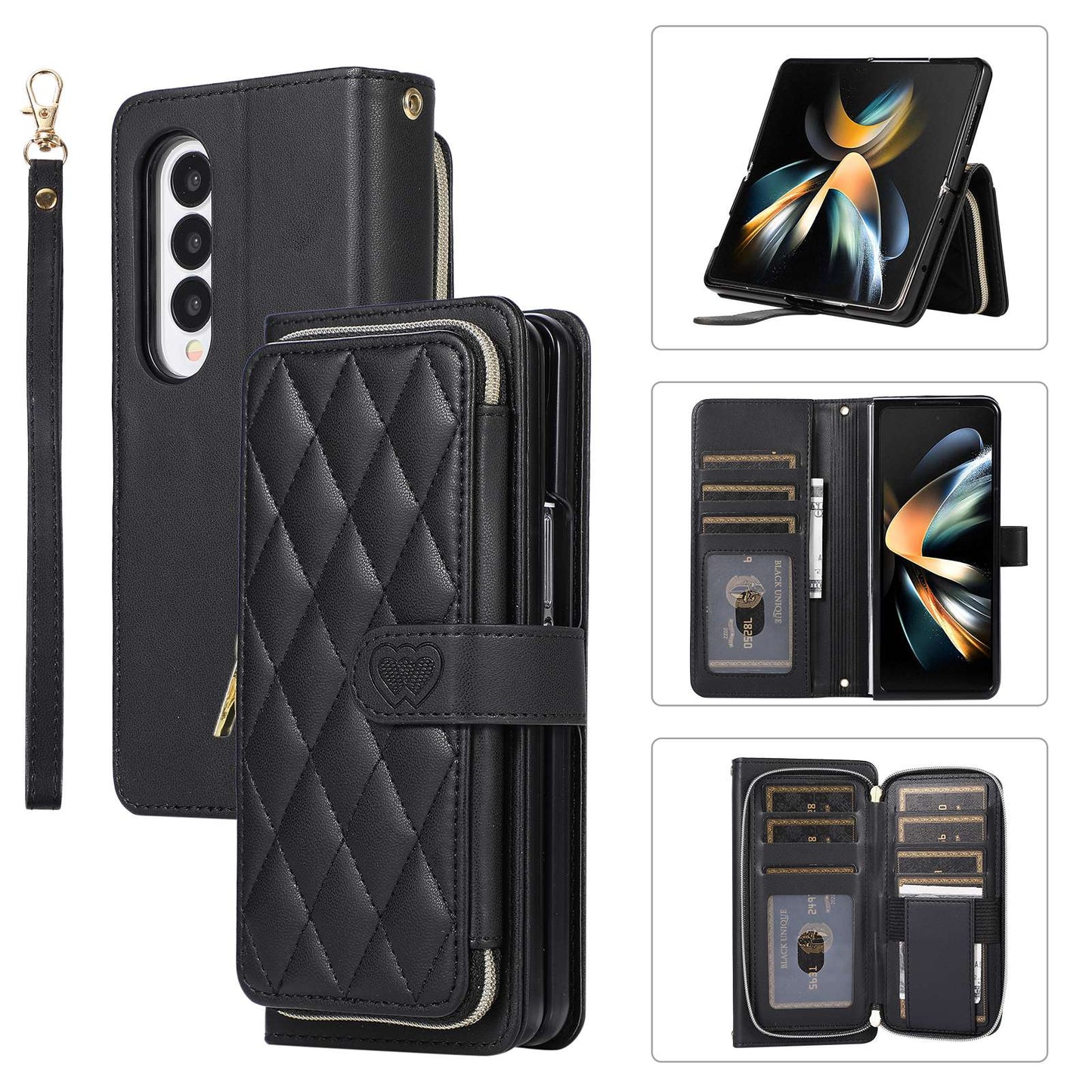 Z Fold 5 Case with Whole Cover Zipper Wallet