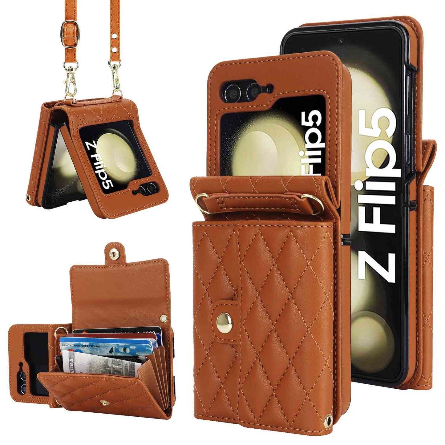 Z Flip 5 Wallet Case with 4 Card Slots