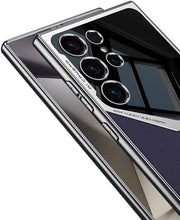 for Samsung Galaxy S25 Ultra Back Cover Electroplated Leather Drop-Proof Shockproof Soft TPU Glossy Frame X Pattern Phone Case for Galaxy S25 Ultra