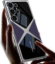 for Samsung Galaxy S25 Ultra Back Cover Electroplated Leather Drop-Proof Shockproof Soft TPU Glossy Frame X Pattern Phone Case for Galaxy S25 Ultra