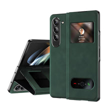 for Samsung Galaxy Z Fold 7 Maghetic Flip Folding Case, Open Window Design, High Luxurious Business Napa Leather Hidden Kickstand Full Body Hinge Protective Slim Cover - Blue