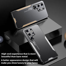 for Samsung Galaxy S23 Ultra Mobile Phone Case 3 in 1 Aluminum Alloy Back Panel Metal Touch Light and Stylish Design Strong Heat Dissipation Anti-Fingerprint Anti-Drop Ultra-Thin