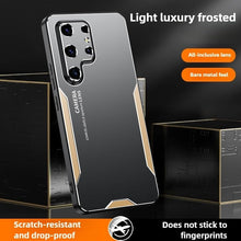 for Samsung Galaxy S23 Ultra Mobile Phone Case 3 in 1 Aluminum Alloy Back Panel Metal Touch Light and Stylish Design Strong Heat Dissipation Anti-Fingerprint Anti-Drop Ultra-Thin
