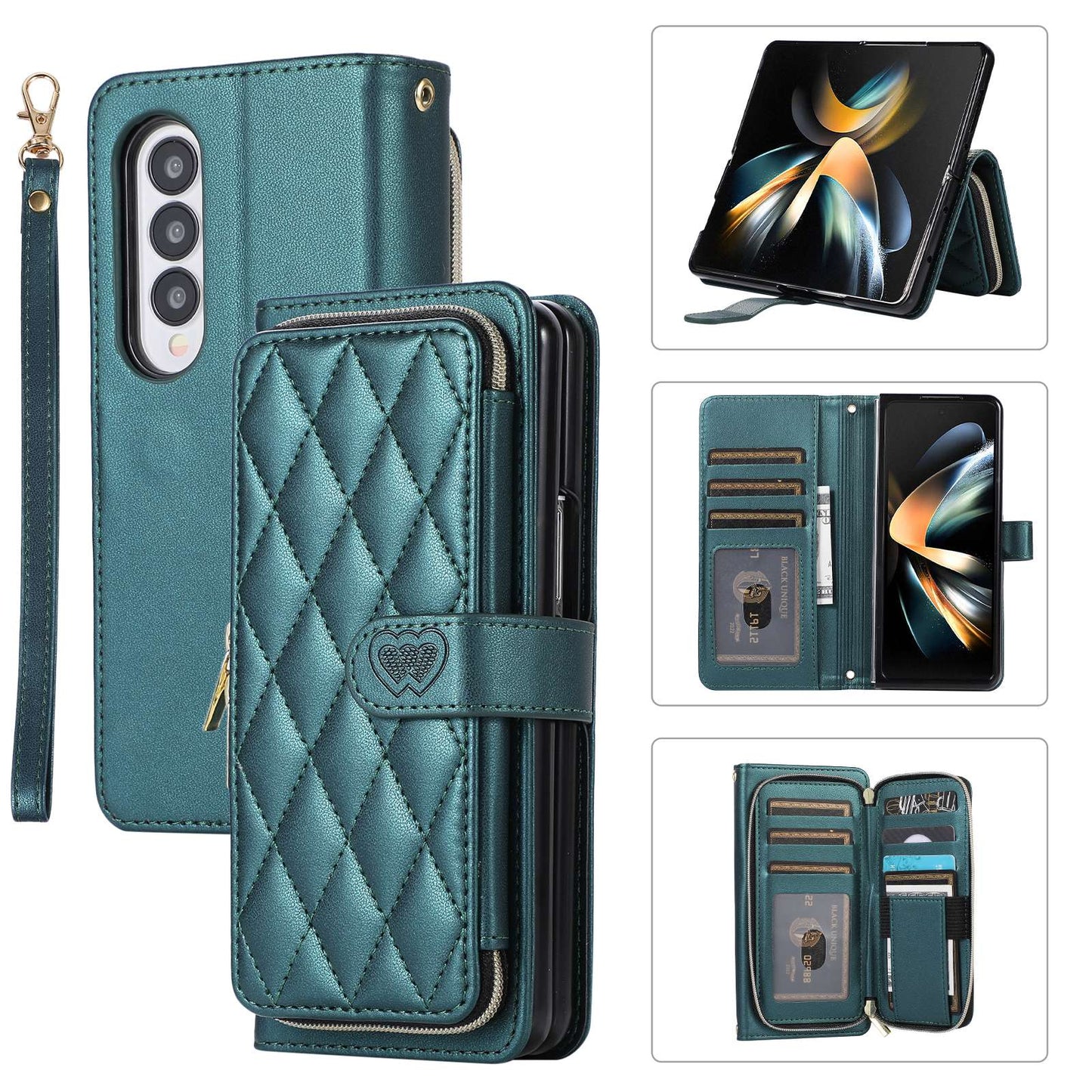 Z Fold 5 Case with Whole Cover Zipper Wallet