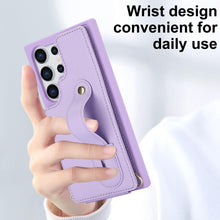 for Samsung Galaxy S23 Ultra Case Premium Leather Flip Card Holder Photo Frame Wallet Case Equipped with Long Strap for Cross-Body Adjustable Wrist Strap Bracket