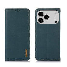 Genuine Leather Case for iPhone 17 Pro with 3 Credit Card Slot RFID Blocking,Crocodile Pattern and Magnetic Closure with Full Body Screen Camera Protective Flip Cover - Brown
