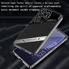 for Samsung Galaxy S25 Ultra Phone Case Leather Cover Ultra-Thin Scratch-Resistant Shockproof Business Style Electroplating Finish Solid Color Design