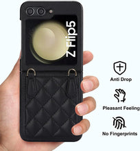 for Samsung Galaxy Z Flip5 Mobile Phone Case Folding Version with Detachable Crossbody Strap and Scarf Lanyard Anti-Fall Wear-Resistant Luxury Leather Protective Case