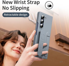 for Samsung Galaxy Fold 4 Case with Handheld Strap Frame Screen Protector Full Body Drop Fall Protection Kickstand Case for Galaxy fold 4