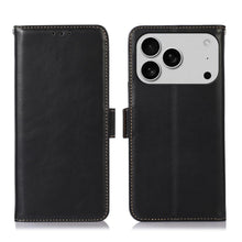 Genuine Leather Case for iPhone 17 Pro with 3 Credit Card Slot RFID Blocking,Crocodile Pattern and Magnetic Closure with Full Body Screen Camera Protective Flip Cover - Brown
