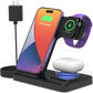 Wireless Charger for iPhone Charging Station: 3 in1 Charger Stand Foldable for Multiple Devices Apple-iPhone Series Apple Watch Airpods (Black)