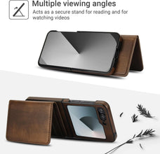 for Samsung Galaxy Z Flip 7 Case with 2 in 1 Detachable Magnetic Wallet, 4 Card Slots and Cash Slot,Compatible with MagSafe Wireless Charging, RFlD Blocking - Brown