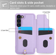 for Samsung Galaxy S23 Plus Case Exquisite Leather Built-in Flip Card Holder Freshness Small Flower Pattern with Long and Short Strap flip Bracket Daily Travel Women