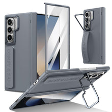 for Samsung Galaxy Z Fold 7 Protect Case with Wristband & Lens Stand,Bulit-in Screen & Hinge Protection Shockproof Full Body Drop Fall Protection.(Blue)