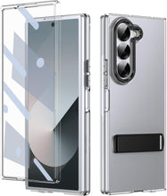 for Samsung Galaxy Z Fold 6 Mobile Phone Clear Case with Stand Built-in Screen Protector Crystal Clear Anti-Drop, Anti-Scratch and Shockproof Galaxy Fold 6 Case for Samsung