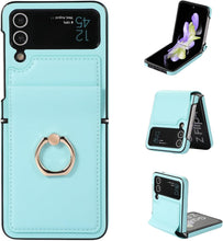 for Samsung Galaxy Z Flip 6 Case with Ring Stand Exquisite and Fashionable PU Leather Folding Protective Cover Full Body Anti-Fall and Shockproof
