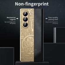 for Samsung Galaxy Z Fold 6 Case with Mechanical Legend Pattern, Front Screen Protector - Sleek Design, Holographic Texture, Plating Folding Completely 360 Full Protection.(Gold)