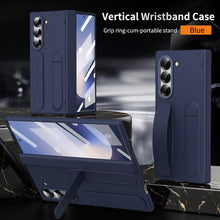 for Samsung Galaxy Z Fold 7 Protect Case with Wristband Stand,Bulit-in Hinge Protection, Screen & Lens Protection Shockproof Full Body Drop Fall Protection.(Blue)