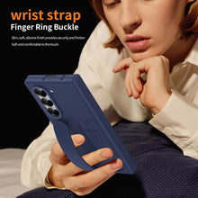 for Samsung Galaxy Z Fold 7 Protect Case with Wristband Stand,Bulit-in Hinge Protection, Screen & Lens Protection Shockproof Full Body Drop Fall Protection.(Blue)