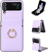 for Samsung Galaxy Z Flip 6 Case with Ring Stand Exquisite and Fashionable PU Leather Folding Protective Cover Full Body Anti-Fall and Shockproof