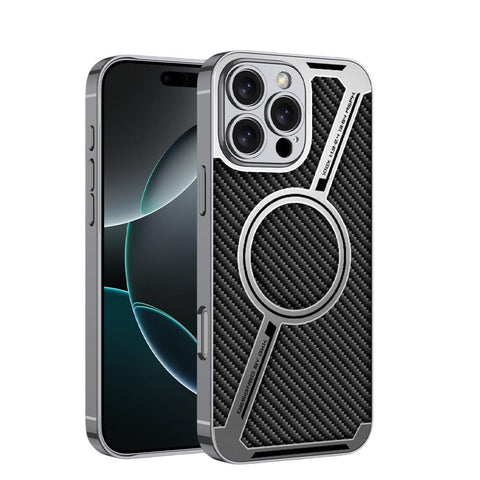 for iPhone 16 Case of Electroplated Leather Shockproof Luxury Business Style Anti-Drop Protective Cover Compatible MagSafe and Wireless Charging