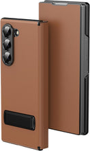 for Samsung Galaxy Z Fold 7 Maghetic Flip Folding Case, Multi-Angle Bracket, High Classy Luxurious Business Leather, Full Body Hinge Protective Slim Cover.(Brown)