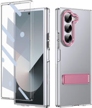 for Samsung Galaxy Z Fold 6 Mobile Phone Clear Case with Stand Built-in Screen Protector Crystal Clear Anti-Drop, Anti-Scratch and Shockproof Galaxy Fold 6 Case for Samsung