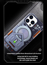for iPhone 15 Pro Max Mobile Phone Case Mecha Style Wireless Charging Novel Mechanical Style Design Technology Sense Metal Style Lightweight Anti-Drop Anti-Fingerprint