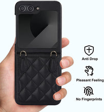 for Samsung Galaxy Z Flip6 Mobile Phone Case Folding Version with Detachable Crossbody Strap and Scarf Lanyard Anti-Fall Wear-Resistant Luxury Leather Protective Case