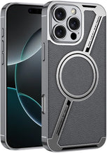 for iPhone 16 Case of Electroplated Leather Shockproof Luxury Business Style Anti-Drop Protective Cover Compatible MagSafe and Wireless Charging