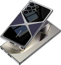 for Samsung Galaxy S25 Ultra Back Cover Electroplated Leather Drop-Proof Shockproof Soft TPU Glossy Frame X Pattern Phone Case for Galaxy S25 Ultra