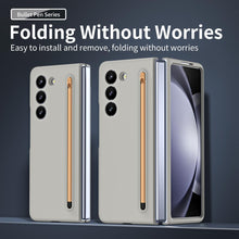 for Samsung Galaxy Z Fold 6 Case with Slim S-Pen Holder & Capacitance Pen, Built-in Front Screen Protector, Ultra-Thin Silky Liquid PC Frosted Bumper Full Body Drop Fall Protection