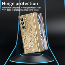 for Samsung Galaxy Z Fold 6 Case with Mechanical Legend Pattern, Front Screen Protector - Sleek Design, Holographic Texture, Plating Folding Completely 360 Full Protection.(Gold)