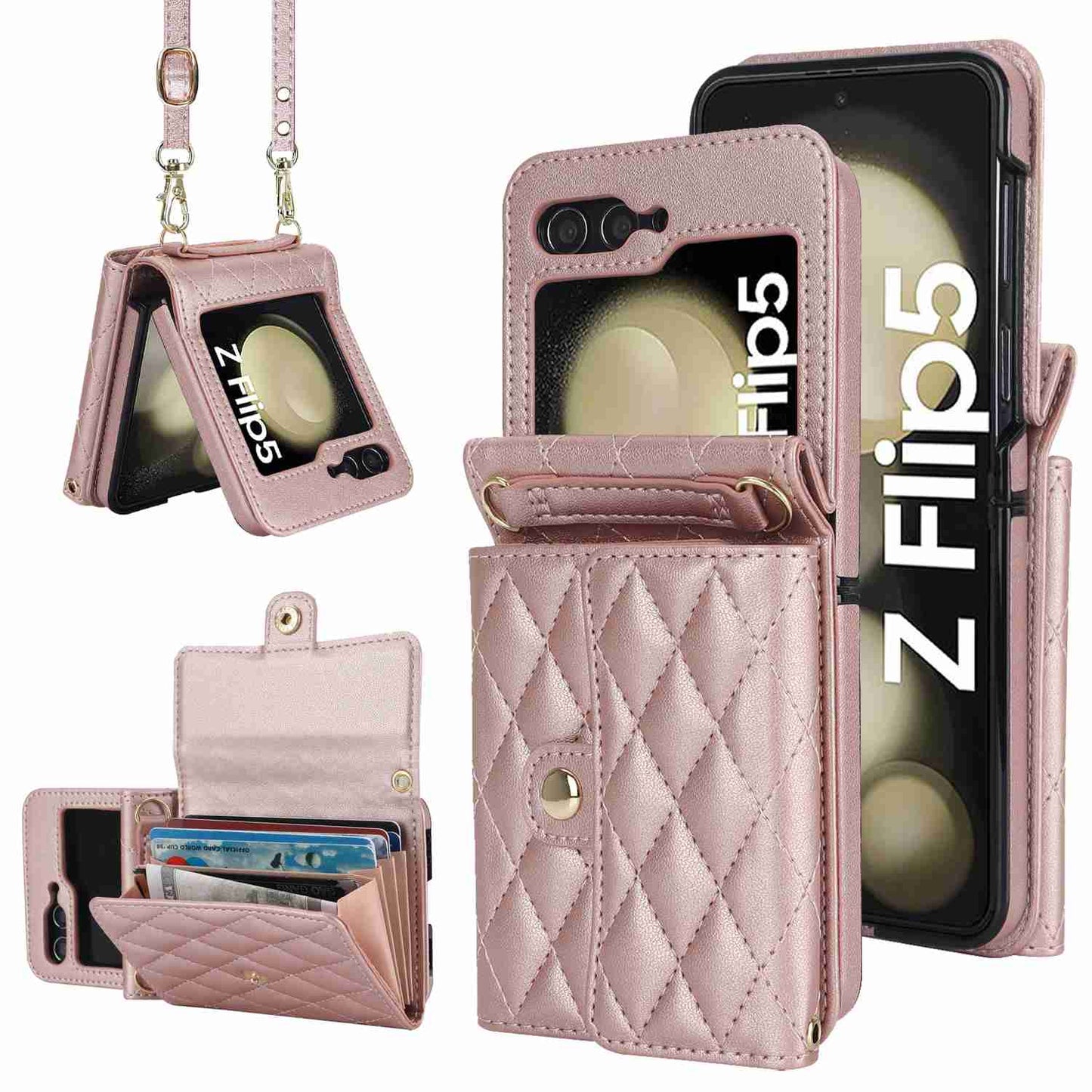 Z Flip 5 Wallet Case with 4 Card Slots