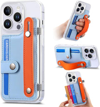 for iPhone 16 Pro Case Clear PC Bottom Case Leather Buckle Card Holder Adjustable Wrist Strap Trendy Little Fresh iPhone 16 Pro Case