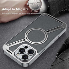 for iPhone 16 Case of Electroplated Leather Shockproof Luxury Business Style Anti-Drop Protective Cover Compatible MagSafe and Wireless Charging