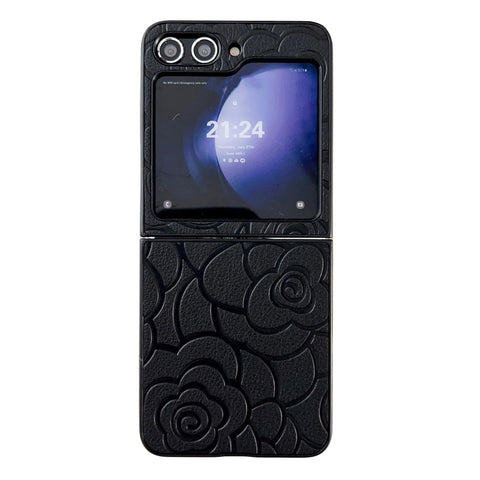 for Samsung Galaxy Z Flip 5 Embossed Camellia Full-Cover Mobile Phone case Exquisite Camellia Pattern