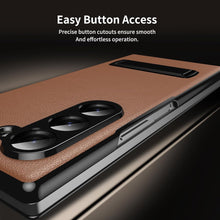 for Samsung Galaxy Z Fold 7 Maghetic Flip Folding Case, Multi-Angle Bracket, High Classy Luxurious Business Leather, Full Body Hinge Protective Slim Cover.(Brown)
