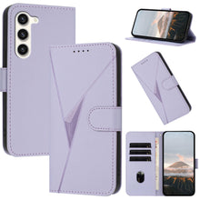 for Samsung Galaxy S23 Case Novel Triangle Embossing Multiple Card Slots Flip Cover Magnetic Wallet Clasp RFID Function Leather Stand Shockproof and Drop-Proof