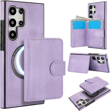 Konstreet for Samsung Galaxy S24 Plus/Ultra Case with 2-in-1 Detachable Magnetic Wallet with 5 Card Slots Compatible MagSafe and RFlD Blocking Kickstand and Wireless Charging