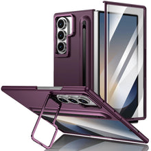 for Samsung Galaxy Z Fold 7 Protect Case with Slim S Pen Slot & Capacitance Pen, Lens Stand and Bulit-in Screen Protection & Hinge Protection Full Body Drop Fall Protection(DarkBlue)